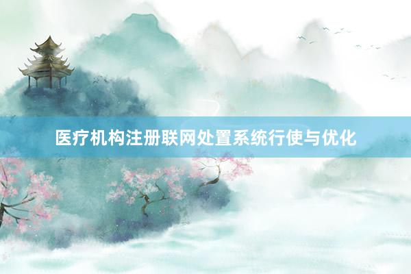 医疗机构注册联网处置系统行使与优化